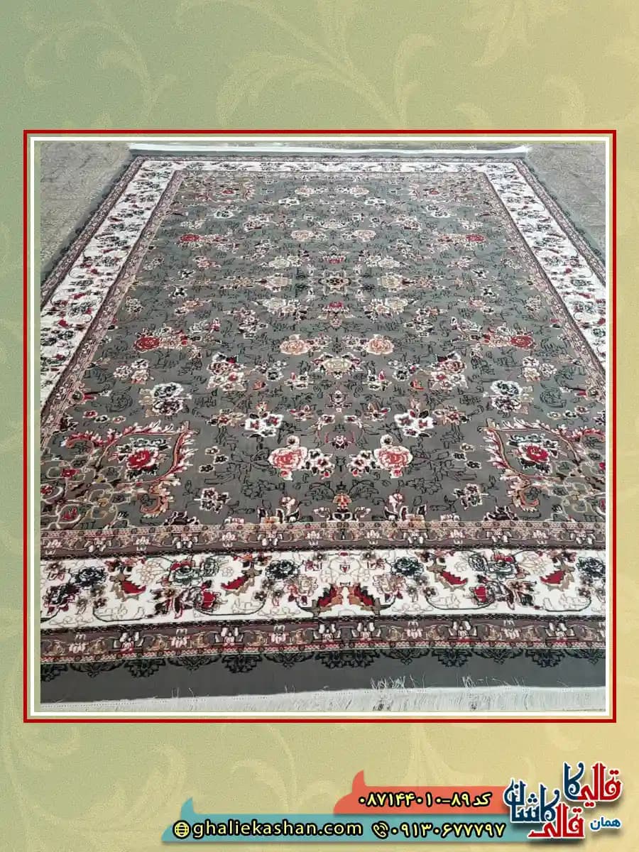 فرش ارزان طرح 700 شانه طرح افشان گیلدا رنگ طوسی فیلی کاشان — تصویر ۳