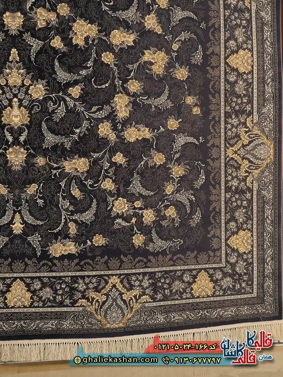 فرش طرح 700 شانه طرح افشان لیان رنگ طوسی دودی کاشان — تصویر ۳