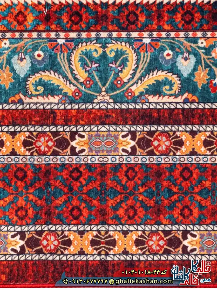 فرش سنتی 1000 شانه طرح ترنج بیرجند زمینه عنابی کاشان — تصویر ۴