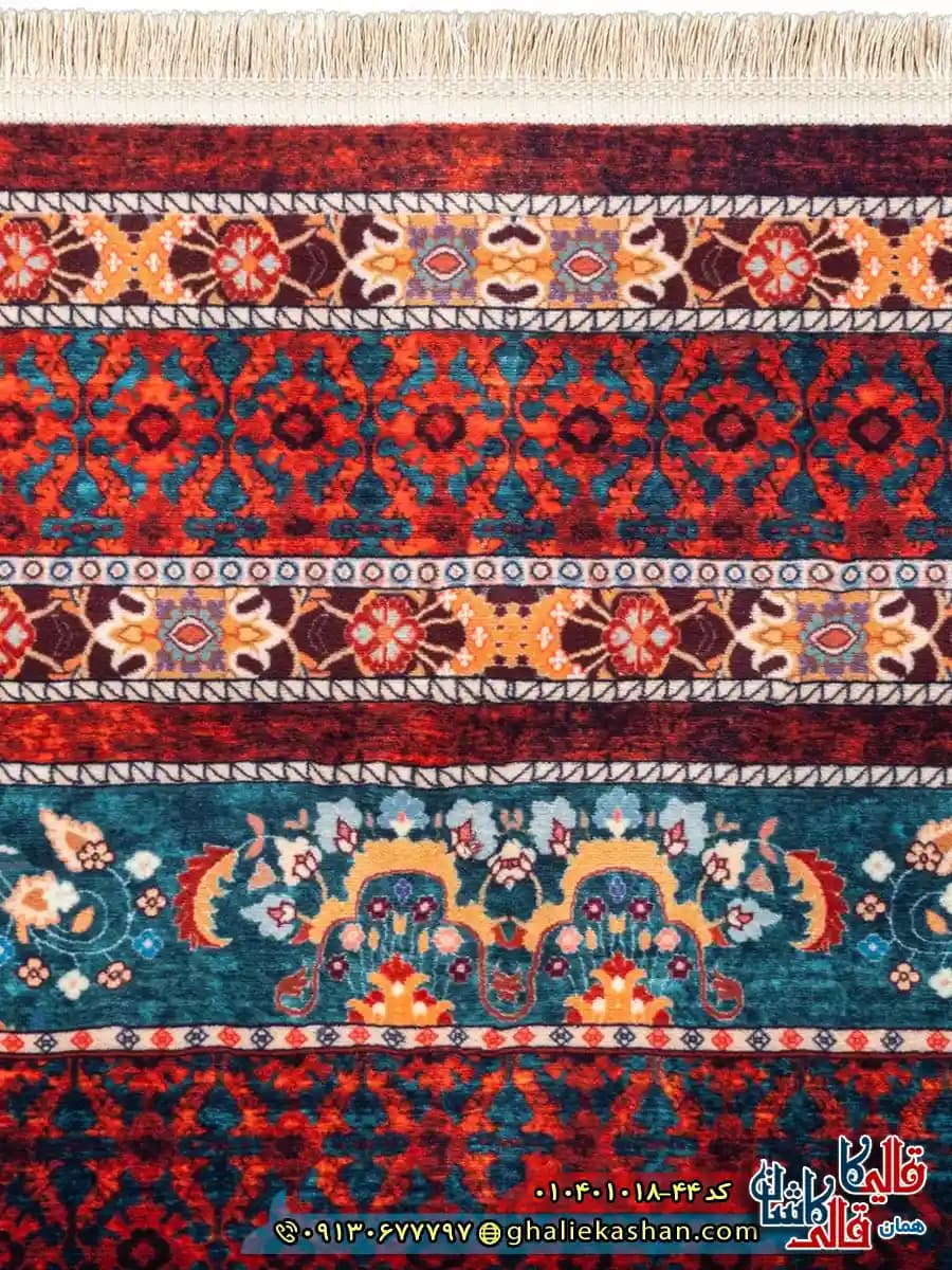 فرش سنتی 1000 شانه طرح ترنج بیرجند زمینه عنابی کاشان — تصویر ۳