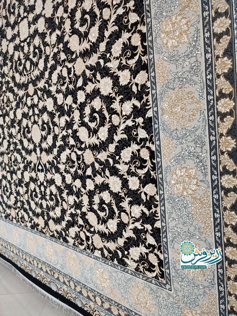 فرش زرنگار سرمه ای 700 شانه – تمام نخ اکریلیک — تصویر ۴