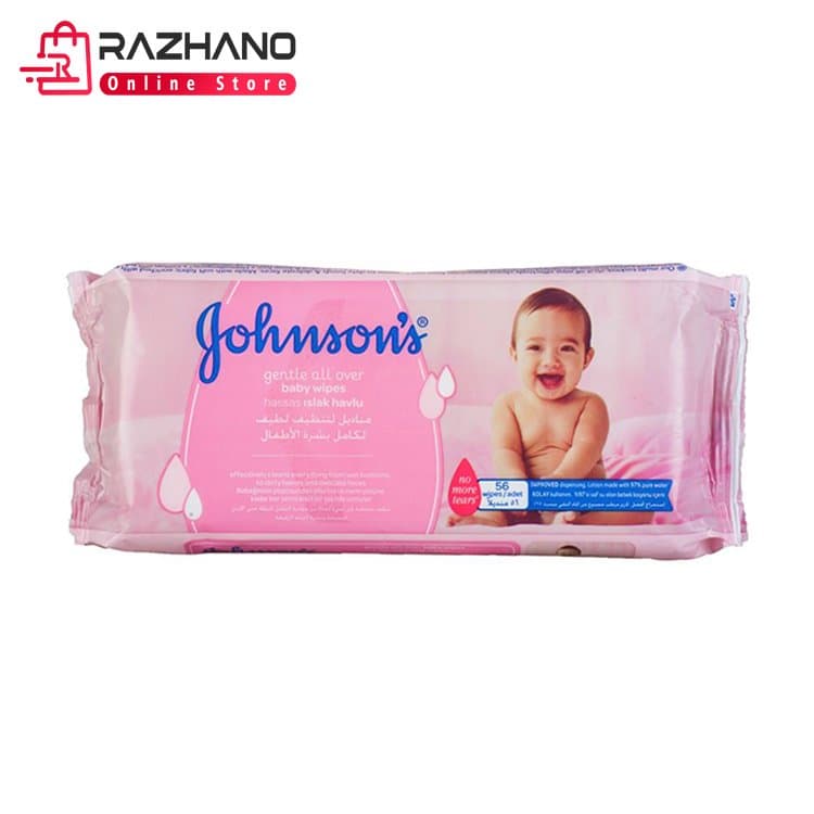 دستمال مرطوب و پاک کننده کودک جانسون Johnsons بسته 56 عددی