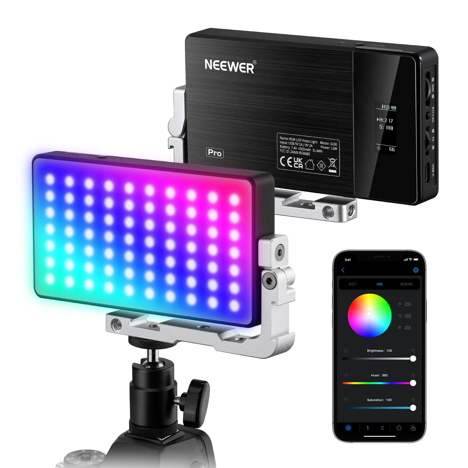 نور عکاسی و فیلم برداری نیور | ویدیو لایت NEEWER SL90 Pro RGB Video Light With App & 2.4G Control
