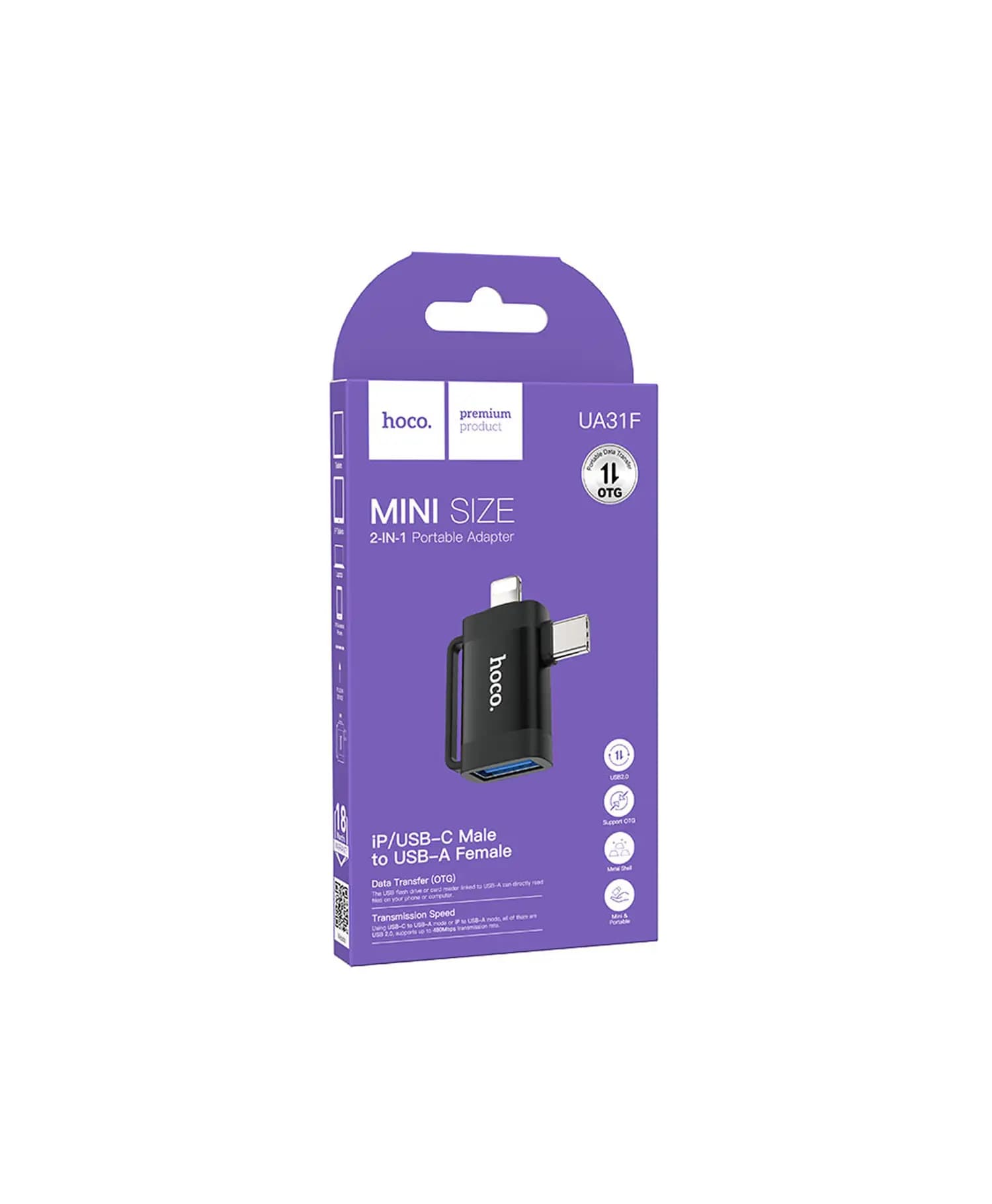 تبدیل USB به Type-Cو Lightning هوکو UA31F — تصویر ۵