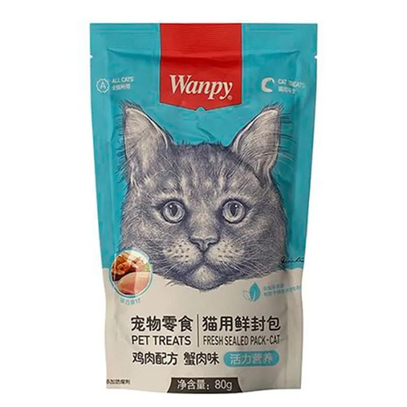 پوچ گربه ونپی با طعم مرغ و گوشت خرچنگ وزن ۸۰ گرم Wanpy Pouch Chicken&Crab
