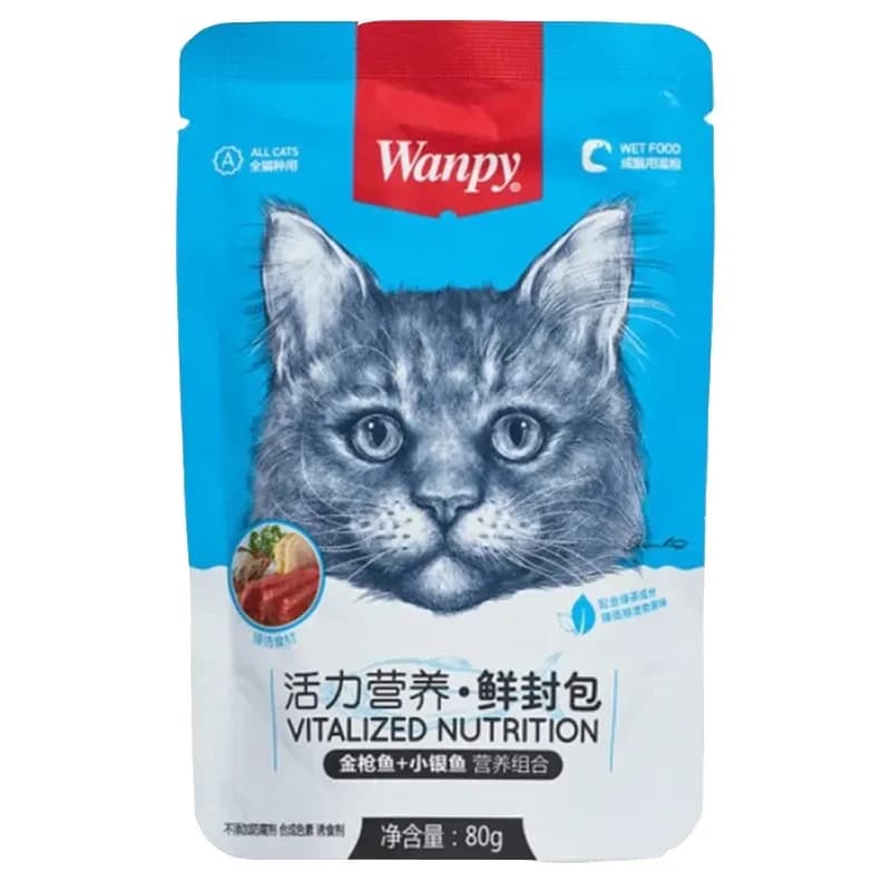 پوچ گربه ونپی با طعم ماهی تن و ماهی کولی Wanpy Pouch With Tuna&Fish