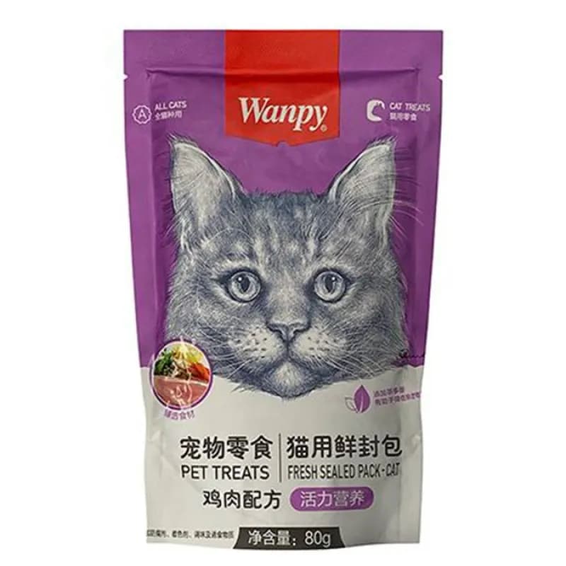 پوچ گربه ونپی با طعم مرغ و سبزیجاتWanpy Pouch With Chicken & Carrot & Corn