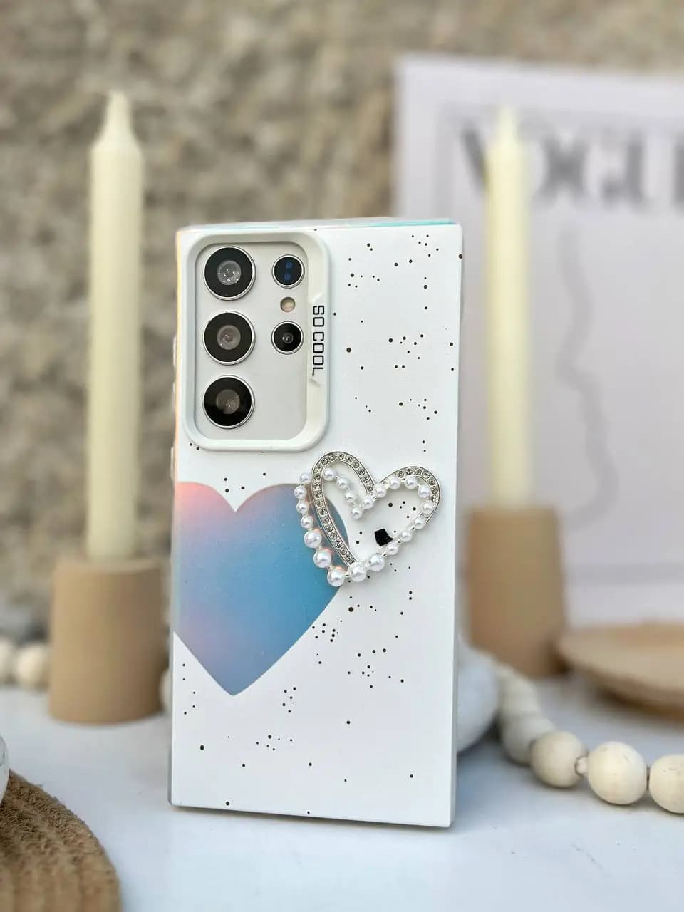 قاب So Cool طرح قلب و مروارید (575) — تصویر ۳