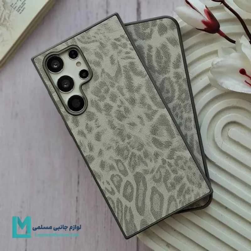 قاب گوشی پلنگی طوسی طرح چرم کد C2068 | لوازم جانبی مسلمی