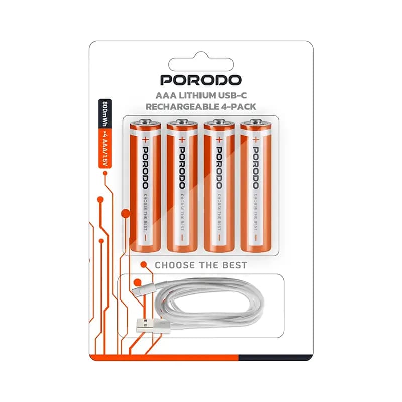 باتری نیم قلمی شارژی پرودو مدل PORODO PDAAA8RB