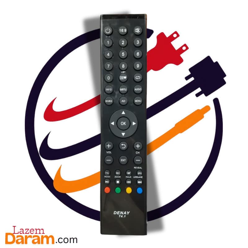 ریموت کنترل تلویزیون دنای Denay مدل T4.1 (مشترک و سازگار با تلویزیونهای شهاب، صنام و سینگل)