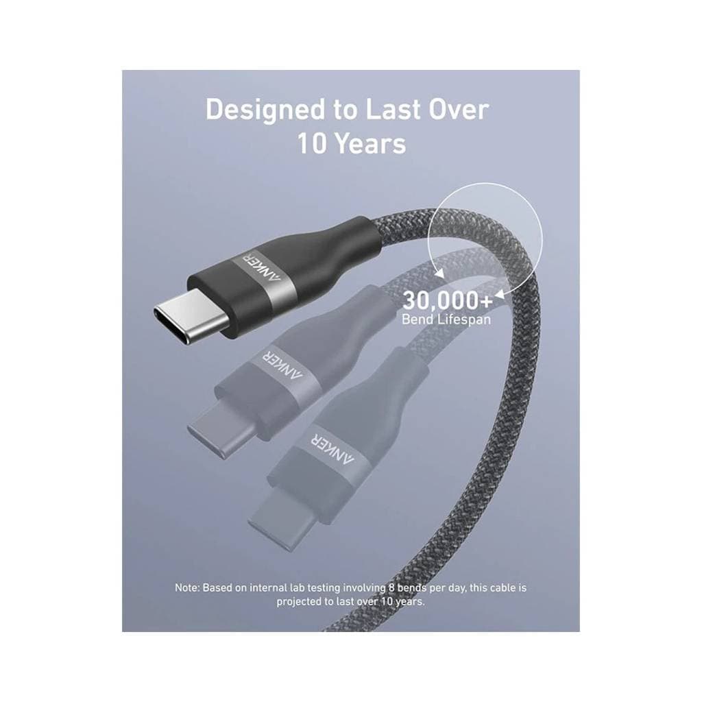 کابل شارژ کنفی USB-C به USB-C انکر مدل Anker A82E2H12 توان ۲۴۰ وات طول 1.8 متر با گارانتی 18 ماهه شرکتی — تصویر ۴