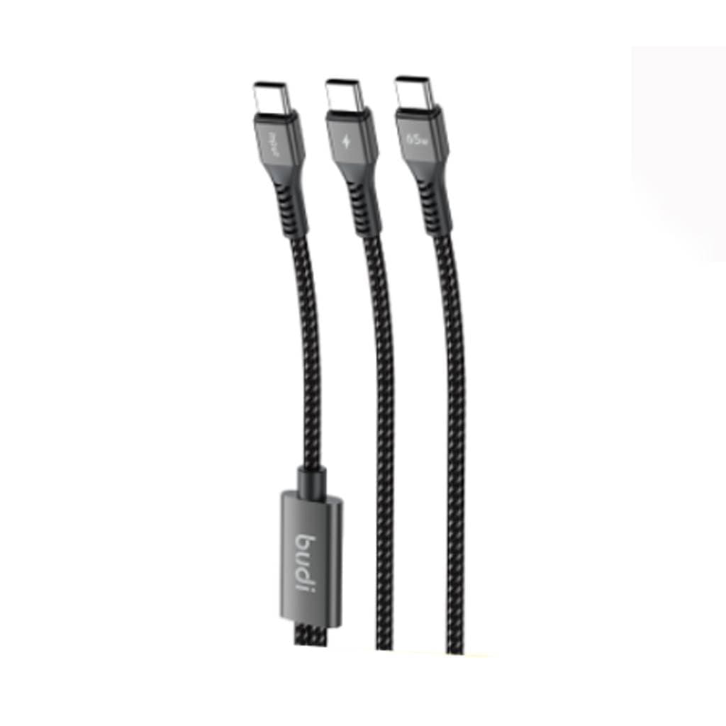 کابل شارژ و دیتا کنفی Type-C به دو Type-C فست PD 65W 1.2m بودی مدل DC210C2C12B1 با گارانتی 18 ماهه (6 ماه تعویض)