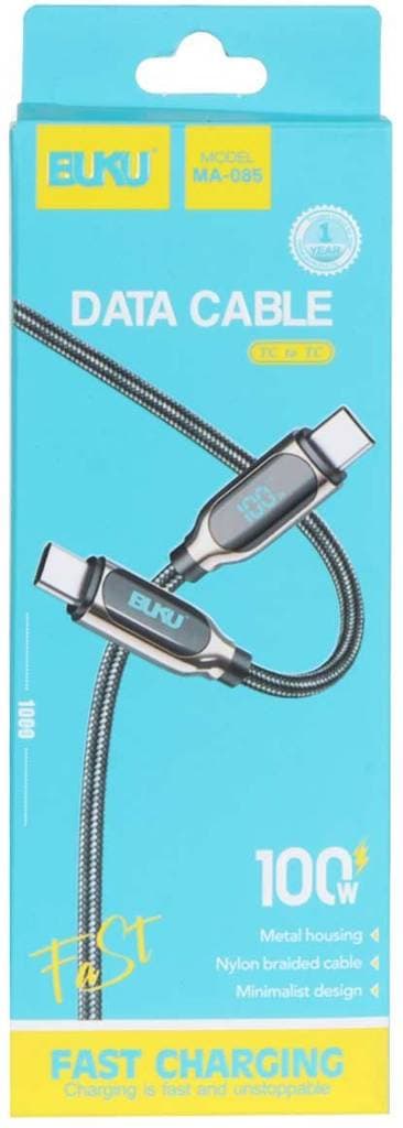 کابل شارژر کنفی Type-C به Type-C بوکو مدل Buku MA-085 طول 1 متر با گارانتی 12 ماهه شرکتی — تصویر ۲