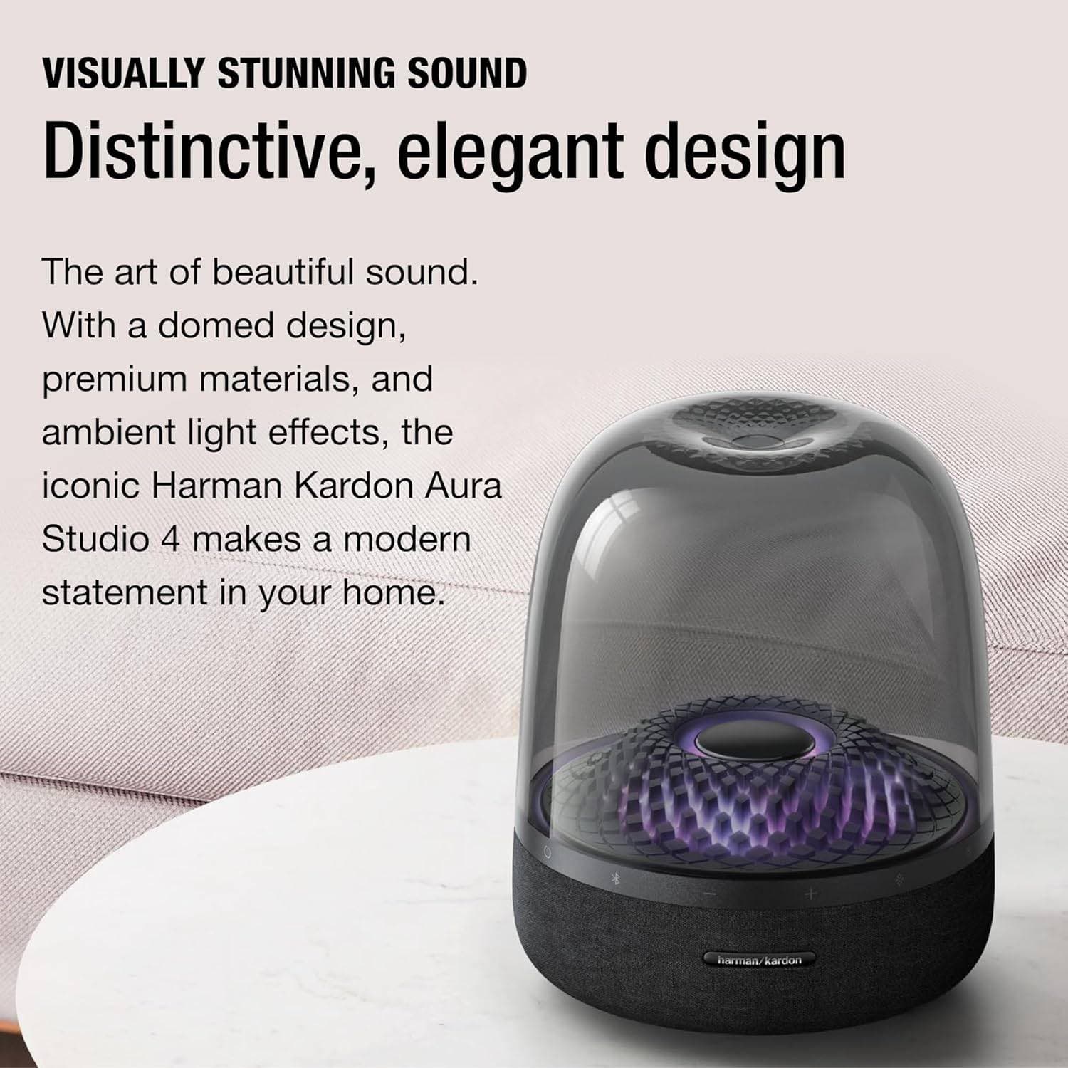 اسپیکر بلوتوثی قابل حمل هارمن کاردن 130 وات مدل Harman Kardon Aura Studio 4 با گارانتی 18 ماهه شرکتی — تصویر ۷