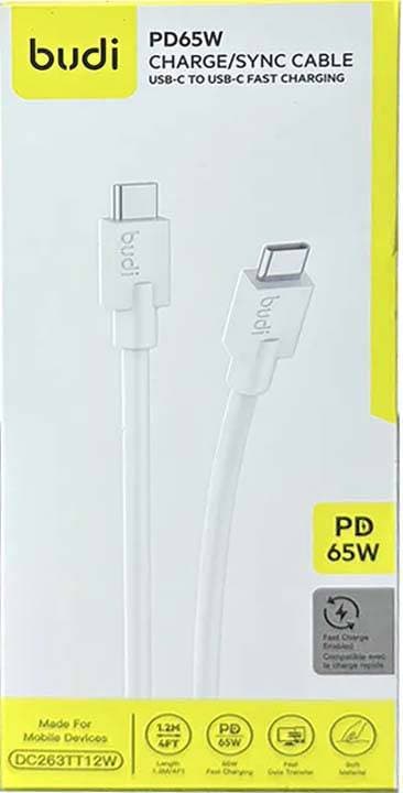 کابل شارژ و دیتا Type-C به Type-C فست PD 65W 1.2m بودی مدل DC263TT12 با گارانتی 18 ماهه (6 ماه تعویض) — تصویر ۴