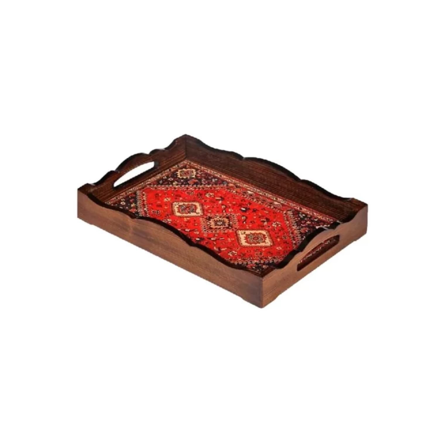 سینی دکوپاژ مستطیل کوچک 31در21سانت طرح گلیم-ماهد کد 02601119