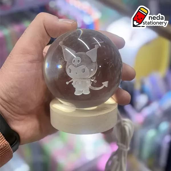 گوی کریستال کرومی پایه چوبی سایز 8