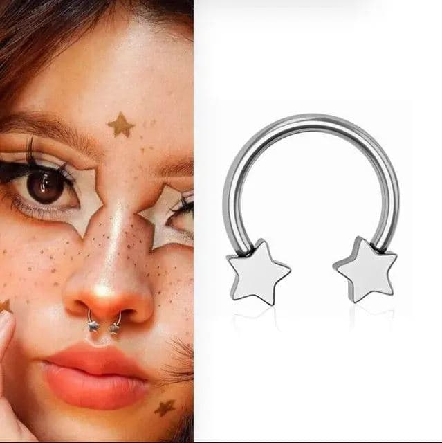 پیرسینگ سپتام بینی و گوش ستاره استیل