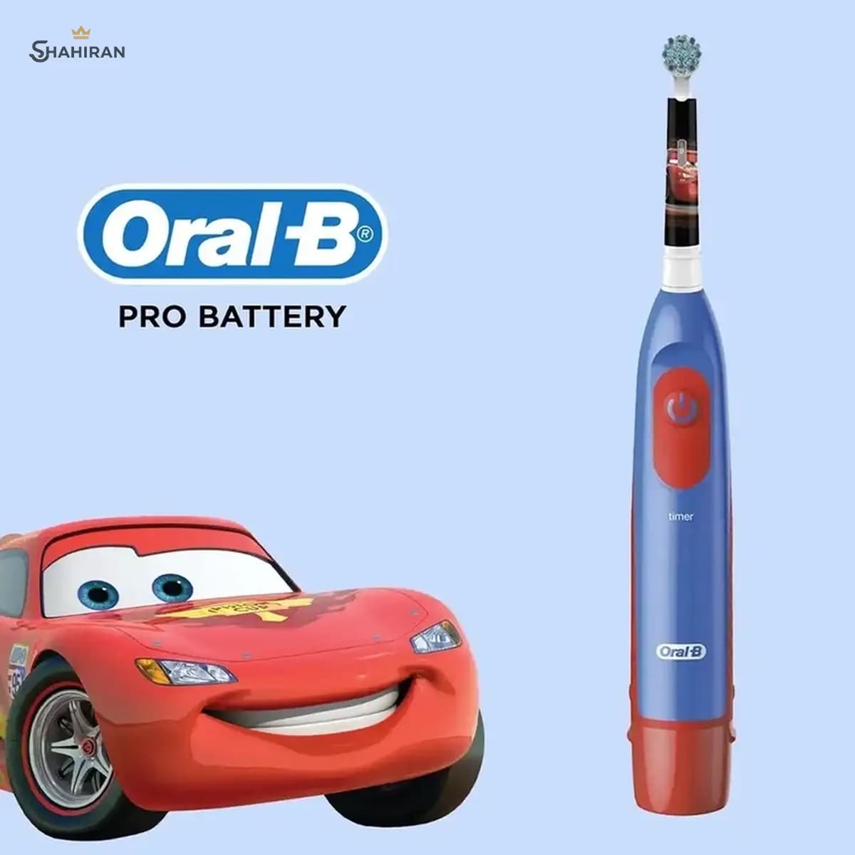 مسواک برقی کودک اورال بی مدل PRO BATTERY KIDS طرح ماشین ها — تصویر ۲