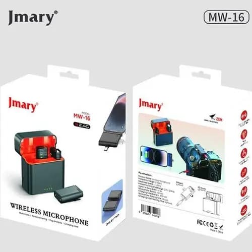 میکروفون یقه‌ای بی‌سیم سه‌کاره جی‌ماری Jmary MW-16 — تصویر ۳