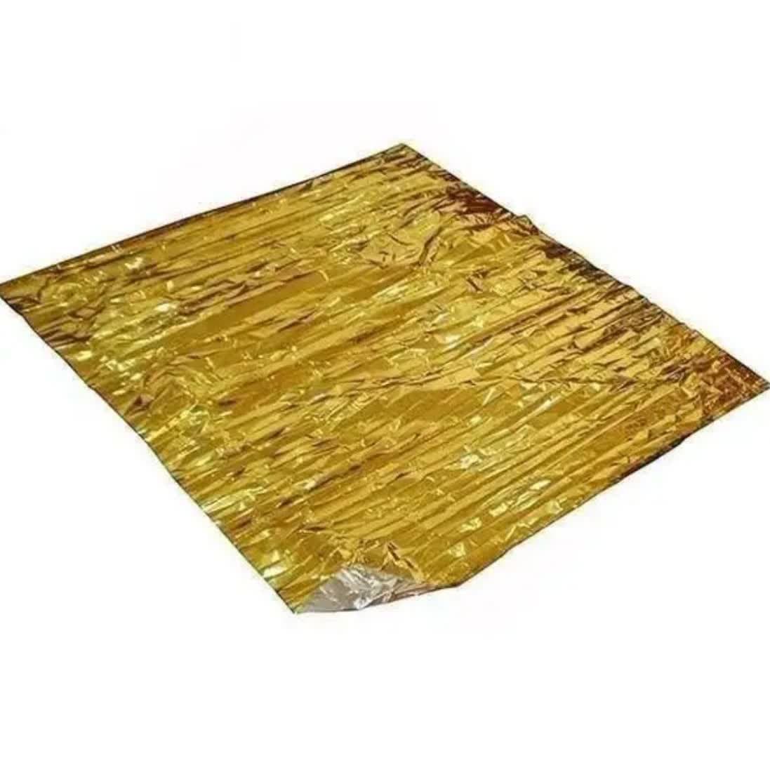 پتوی نجات اضطراری طلایی مدل بازتابنده حرارت ابعاد 160×210 سانتی‌متر — تصویر ۲