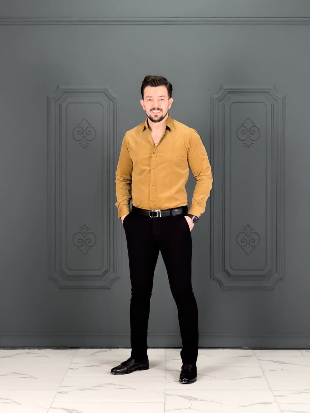 پیراهن 030802 AKOMOD عسلی — تصویر ۴