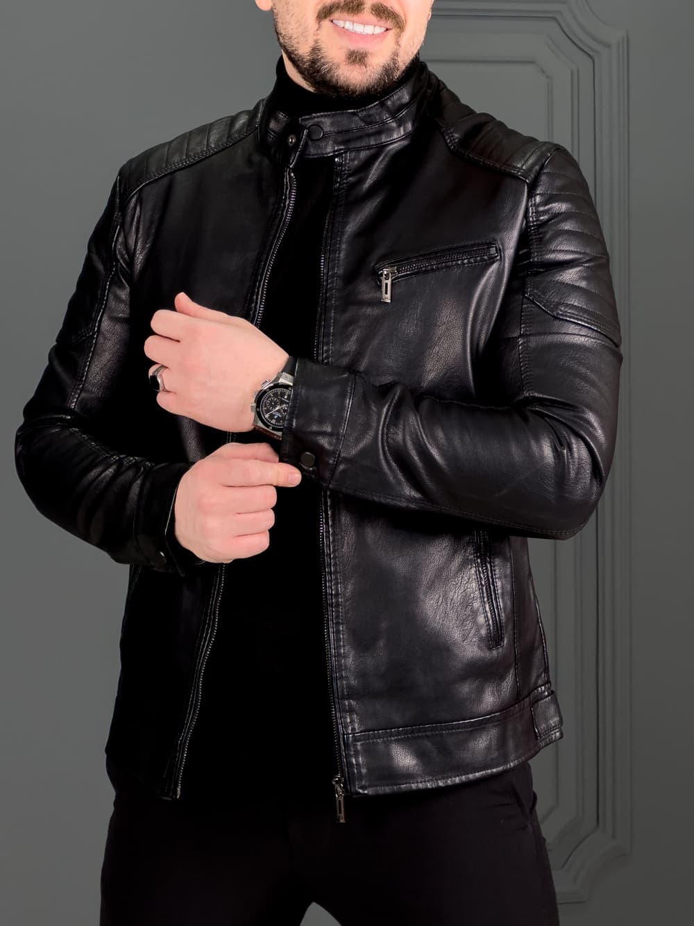 کت چرم 6203 مشکی — تصویر ۳
