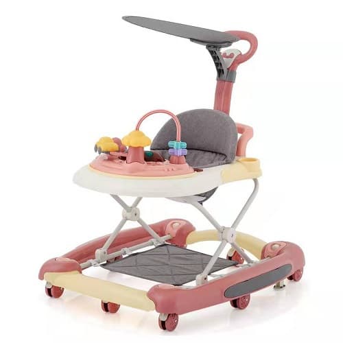 روروک کودک بونلی دسته دار راکر شو 8 چرخ طوسی-صورتی BONELLI baby walker