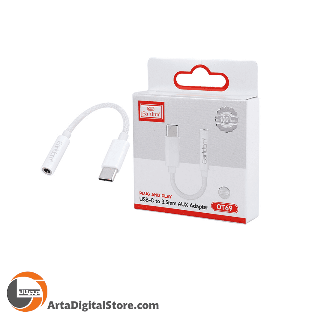 تبدیل AUX to Type-C Cable Earldom ET-OT69 12CM White