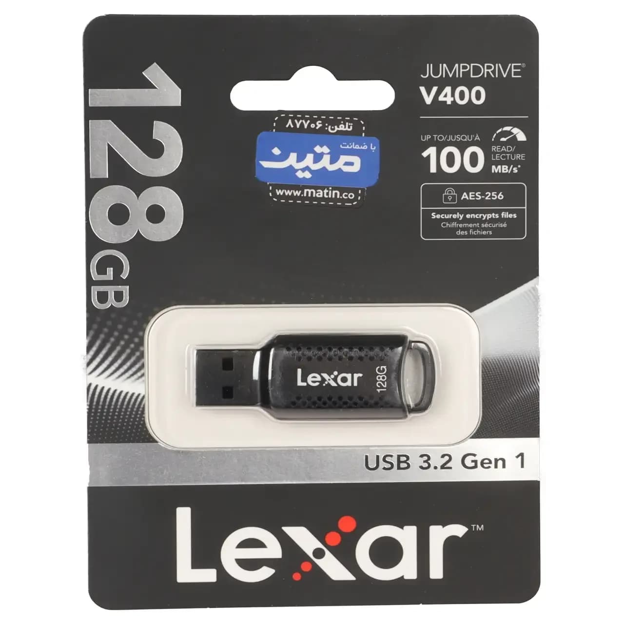 Lexar JUMPDRIVE V400 USB3.2 Flash Memory-128GB – (گارانتی متین) مشکی