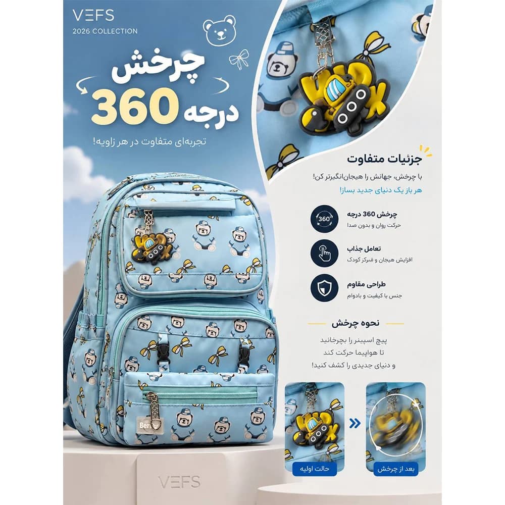کوله پشتی مدرسه VEFS کد 3515 — تصویر ۸