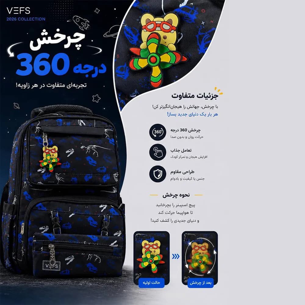 کوله پشتی مدرسه VEFS کد 3515 — تصویر ۵