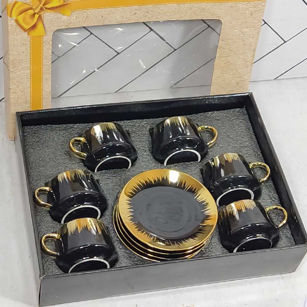 ست قهوه خوری چینی مشکی طلایی حاشیه دار 20-827 بلینا(18) ارسال نیمه رایگان