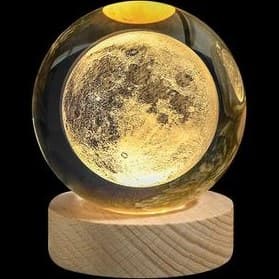 چراغ خواب مدل گوی کریستالی طرح کره ماه سایز 6 و 8 — تصویر ۳