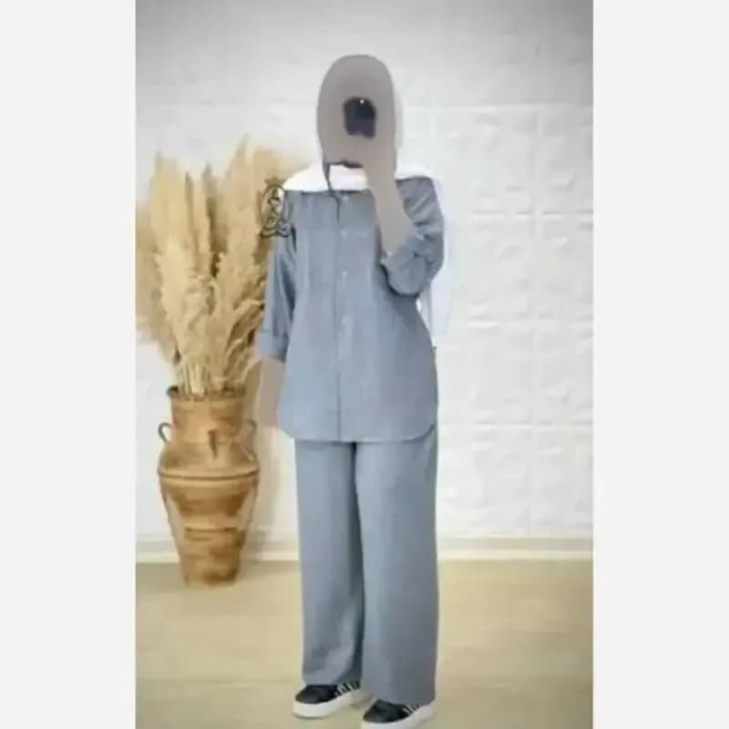 ست پیراهن و شلوار بگ زنانه پارچه شانتون عمده — تصویر ۴