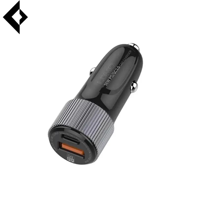 شارژر فندکی فست شارژ 2 پورت الدینیو مدل C510Q به همراه کابل تبدیل USB Type-C