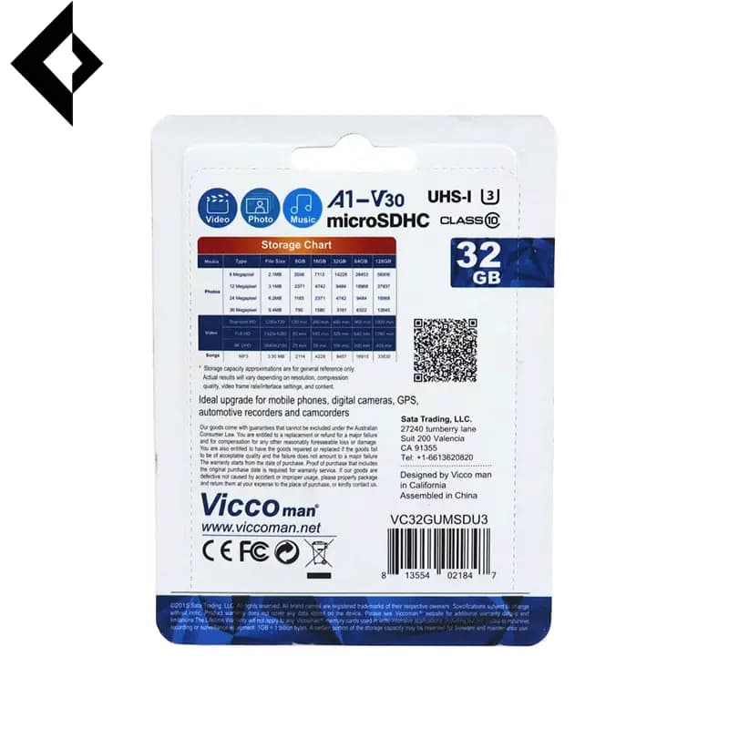 کارت حافظه خارجی موبایل و دوربین ویکومن Micro U3 90M/S 600X ظرفیت 32 گیگابایت +رم ریدر — تصویر ۲