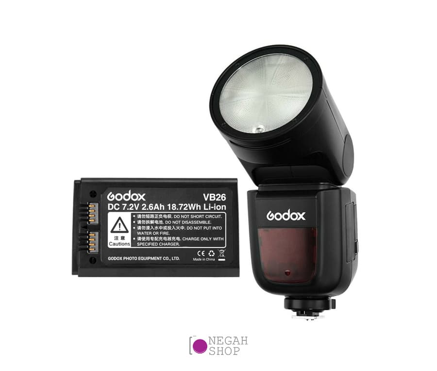 فلاش اکسترنال گودکس مدل Godox V1 C برای کانن به همراه باتری اضافه