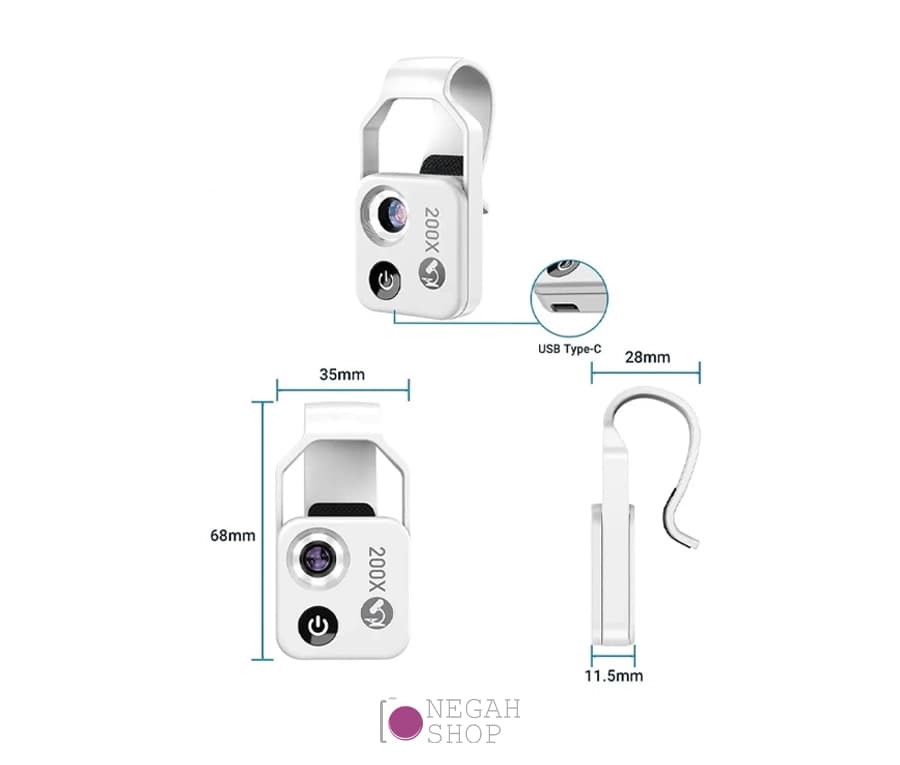لنز میکروسکوپی گوشی موبایل Apexel APL MS002 به همراه فیلتر پلاریزه مشکی — تصویر ۳