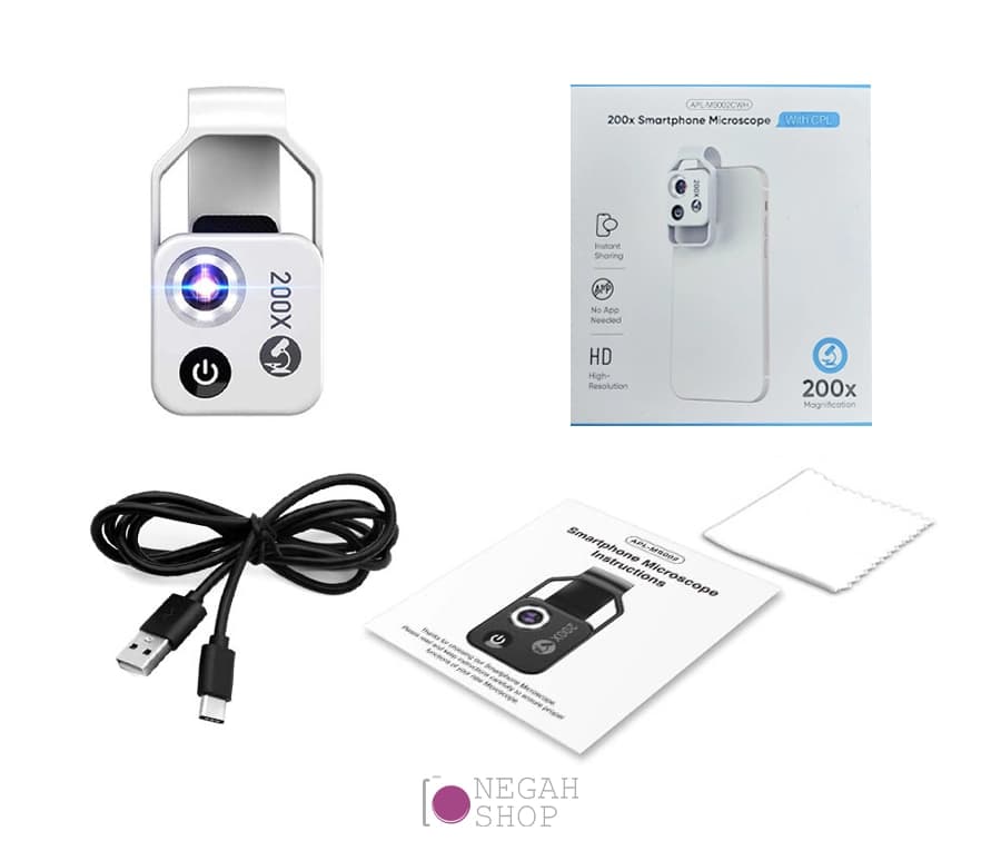 لنز میکروسکوپی گوشی موبایل Apexel APL MS002 به همراه فیلتر پلاریزه مشکی — تصویر ۶