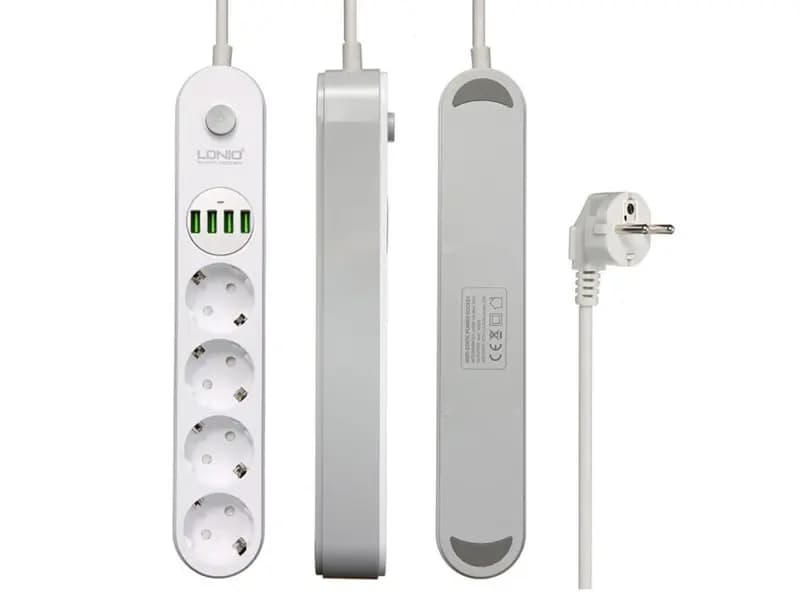 چندراهی برق LDNIO SE4432 چهار خانه با 4 پورت USB — تصویر ۲