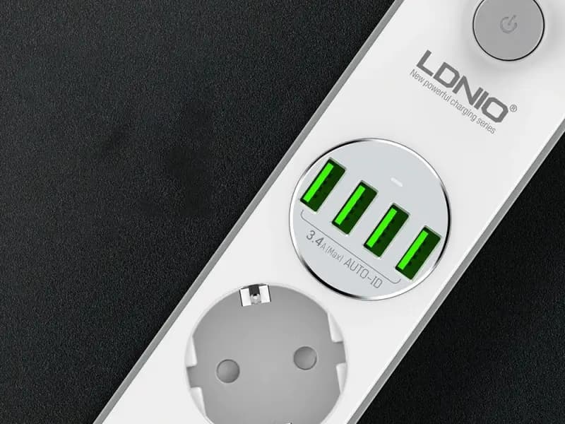 چندراهی برق LDNIO SE4432 چهار خانه با 4 پورت USB — تصویر ۴