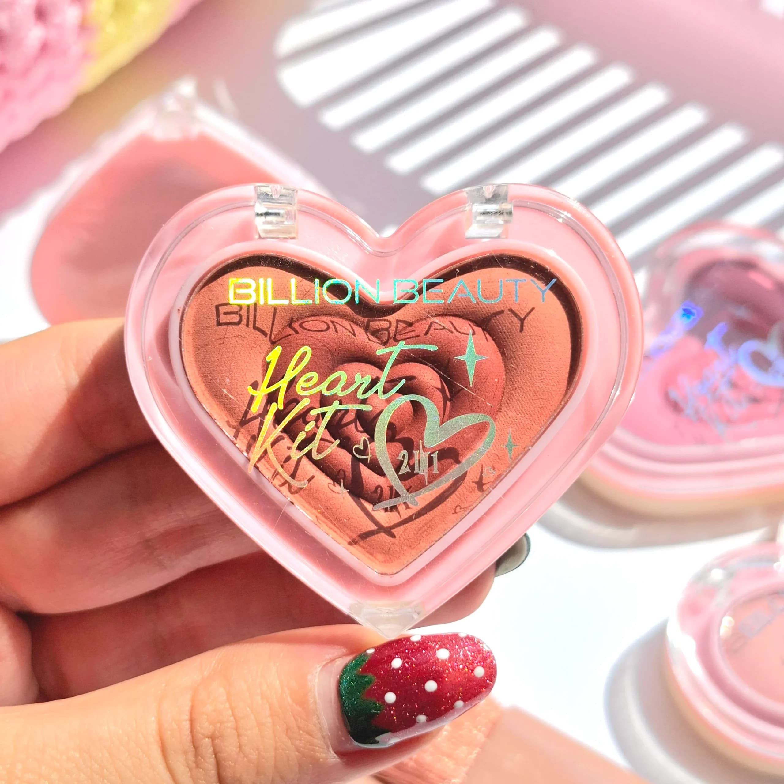 رژگونه و هایلایتر دو طبقه قلبی – ۴ کد رنگی — تصویر ۷
