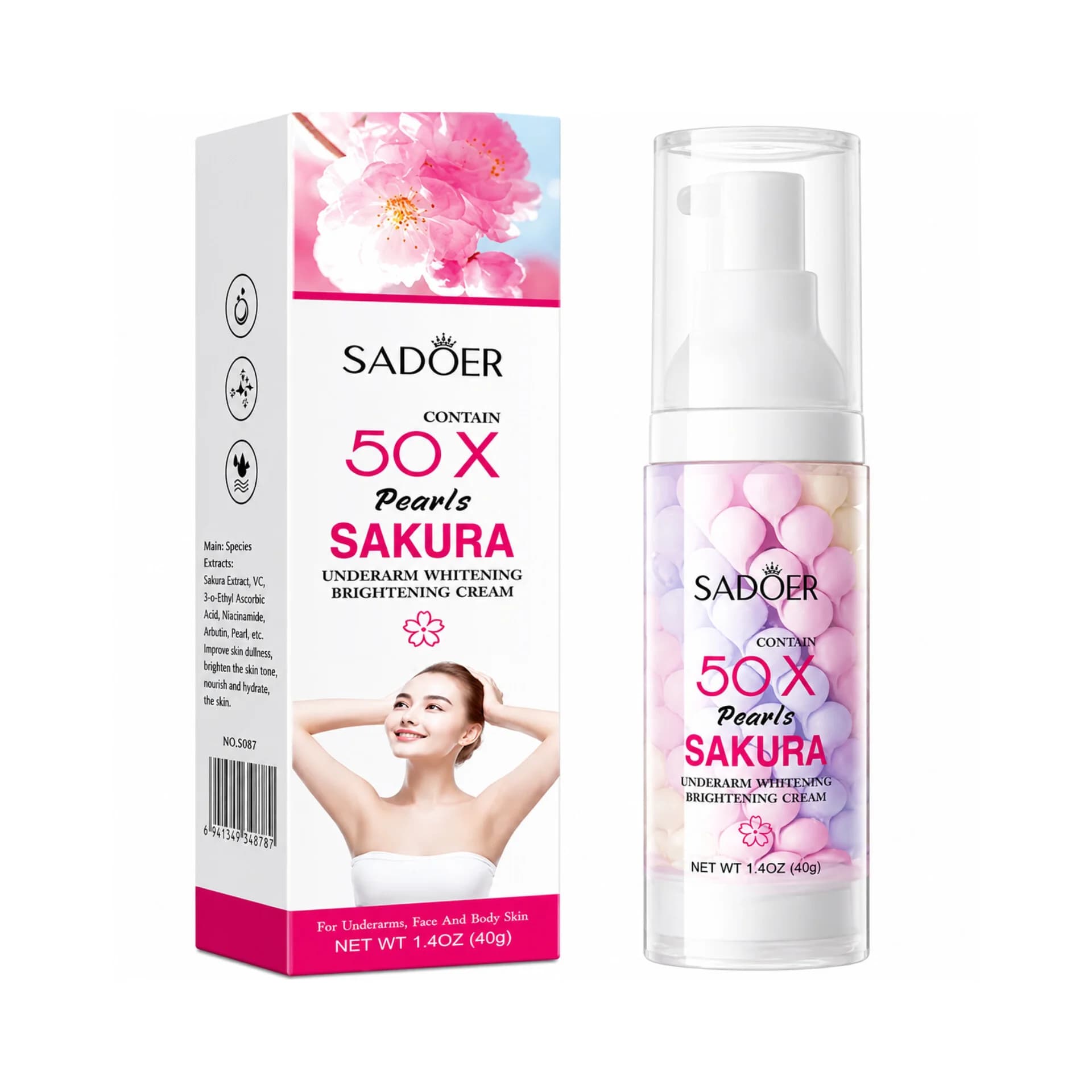 کرم روشن کننده صورت، بدن و زیر بغل سادور مدل Sakura