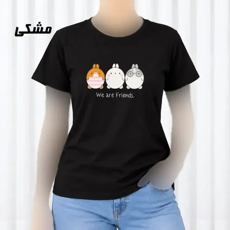 تیشرت زنانه نخ پنبه مدل Friends فری سایز مناسب تا سایز 44 — تصویر ۳