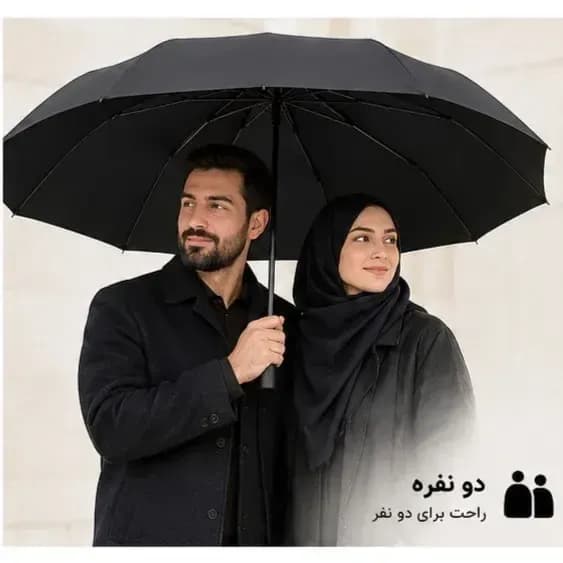 چتر تاشو اتوماتیک 12 فنر طرح شیائومی UPF50+ مشکی — تصویر ۷