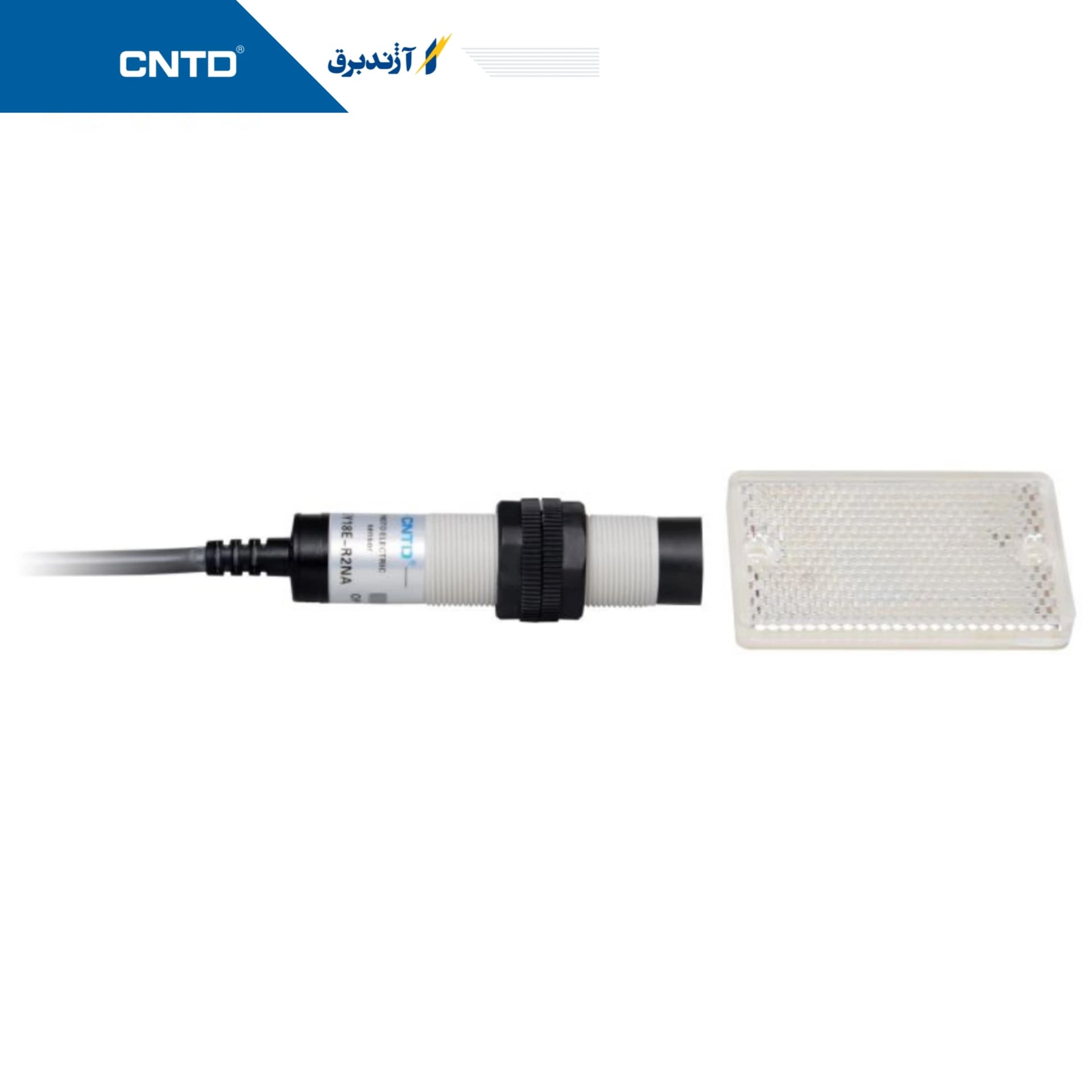 سنسور نوری قطر 18mm فاصله دید 2m خروجی PNP نوع رفلکتوری