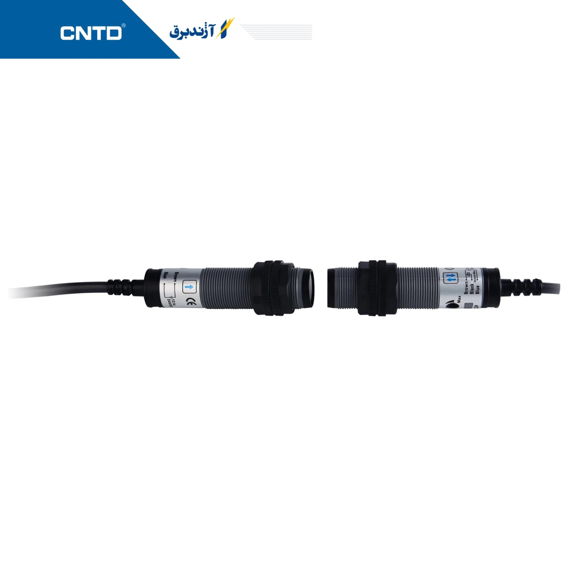 سنسور نوری قطر 18mm فاصله دید 10m خروجی NPN نوع رترو انعکاسی
