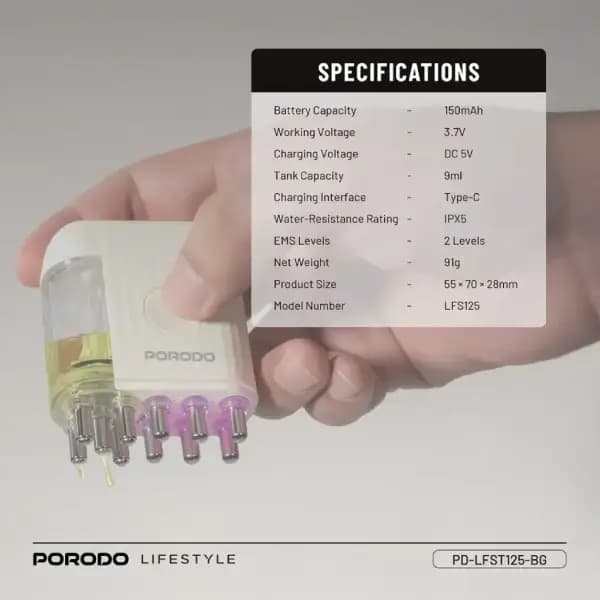 ماساژور و اسکراب کف سر پرودو مدل Porodo PDLFST125BG — تصویر ۵